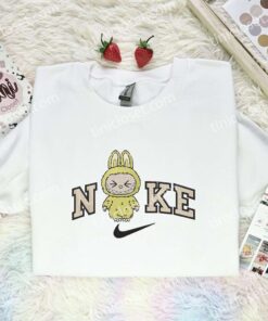 Yellow Labubu Fluffy Monster Embroidered Shirt, Art Toy Embroidered Hoodie, Best Gift Idea (1)