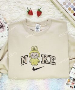 Yellow Labubu Fluffy Monster Embroidered Shirt, Art Toy Embroidered Hoodie, Best Gift Idea (3)