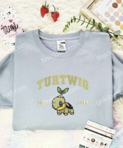 Turtwig Est 1996 Embroidered Shirt, Pokemon Embroidered Hoodie, Anime Embroidered Sweatshirt (3)
