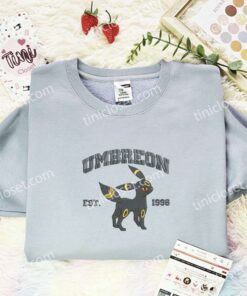 Umbreon Est 1996 Embroidered Shirt, Pokemon Embroidered Hoodie, Anime Embroidered Sweatshirt (1)