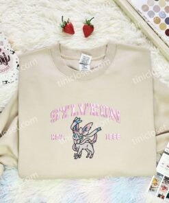 Sylveon Est 1996 Embroidered Shirt, Pokemon Embroidered Hoodie, Anime Embroidered Sweatshirt (3)