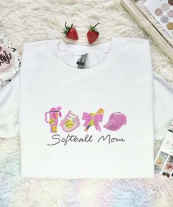 Softball Mom Coquette Embroidered Shirt, Sports Embroidered Hoodie, Mother's Day Gift Idea (1)