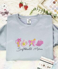 Softball Mom Coquette Embroidered Shirt, Sports Embroidered Hoodie, Mother's Day Gift Idea (2)