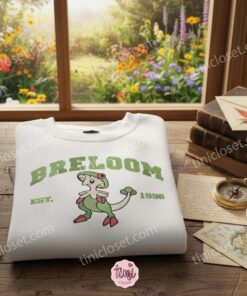 Breloom Anime Embroidery Sweatshirt, Retro Gaming Crewneck, Boyfriend Hoodie Gift (2)