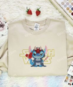 Stitch Cosplay Darth Maul Embroidered Shirt, Star Wars Movie Embroidered Hoodie, Disney Characters Embroidered Sweatshirt (1)