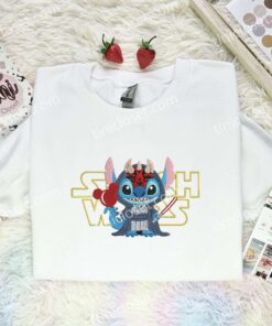 Stitch Cosplay Darth Maul Embroidered Shirt, Star Wars Movie Embroidered Hoodie, Disney Characters Embroidered Sweatshirt (2)