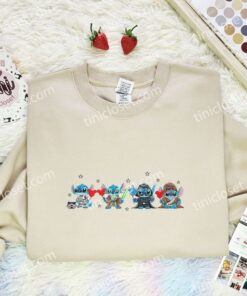Stitch Star Wars Embroidered Shirt, Movie Embroidered Hoodie, Disney Characters Embroidered T Shirt (1)