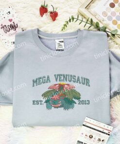 Mega Venusaur Embroidered Shirt, Pokemon Embroidered Hoodie, Anime Embroidered T Shirt (2)