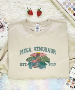 Mega Venusaur Embroidered Shirt, Pokemon Embroidered Hoodie, Anime Embroidered T Shirt (3)
