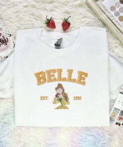 Belle Est 1991 Embroidered Shirt, Disney Princess Embroidered Hoodie, Disney Characters Embroidered Sweatshirt (2)