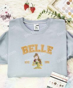 Belle Est 1991 Embroidered Shirt, Disney Princess Embroidered Hoodie, Disney Characters Embroidered Sweatshirt (3)