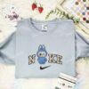Blue Labubu Fluffy Monster Embroidered Shirt, Art Toy Embroidered Hoodie, Best Gift Idea