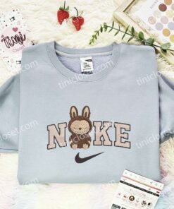 Brown Labubu Sleep Embroidered Shirt, Art Toy Embroidered Hoodie, Best Gift Idea (2)