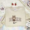 Brown Labubu Sleep Embroidered Shirt, Art Toy Embroidered Hoodie, Best Gift Idea