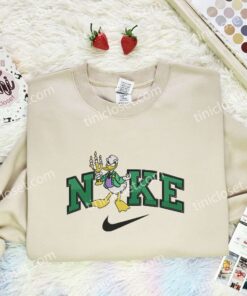 Donald Duck Butler Embroidered Shirt, Disney Characters Embroidered Hoodie, Cartoon Embroidered T Shirt (3)