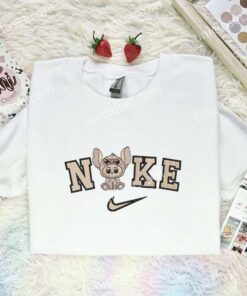 Brown Labubu Stitch Embroidered Shirt, Art Toy Embroidered Hoodie, Best Gift Idea (1)