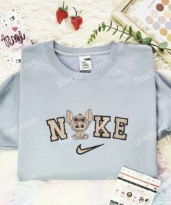 Brown Labubu Stitch Embroidered Shirt, Art Toy Embroidered Hoodie, Best Gift Idea (2)