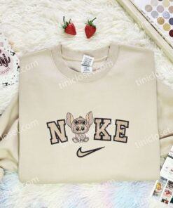 Brown Labubu Stitch Embroidered Shirt, Art Toy Embroidered Hoodie, Best Gift Idea (3)