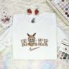 Labubu Eevee Embroidered Shirt, Pokemon Anime Embroidered Hoodie, Cartoon Embroidered Sweatshirt