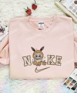 Labubu Eevee Embroidered Shirt, Pokemon Anime Embroidered Hoodie, Cartoon Embroidered Sweatshirt (3)