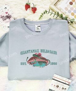 Gigantamax Bulbarsaur Est 1996 Embroidered Shirt, Pokemon Embroidered Hoodie, Anime Embroidered Sweatshirt (1)