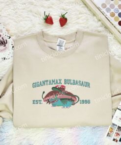 Gigantamax Bulbarsaur Est 1996 Embroidered Shirt, Pokemon Embroidered Hoodie, Anime Embroidered Sweatshirt (2)
