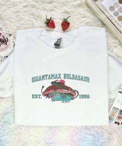 Gigantamax Bulbarsaur Est 1996 Embroidered Shirt, Pokemon Embroidered Hoodie, Anime Embroidered Sweatshirt (3)