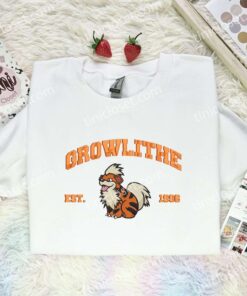 Growlithe Since 1996 Embroidered Shirt, Pokemon Embroidered Hoodie, Anime Embroidered T-Shirt