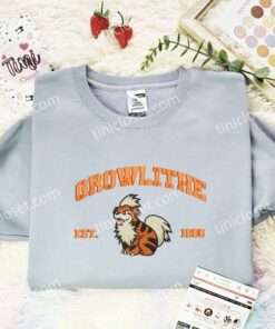 Growlithe Since 1996 Embroidered Shirt, Pokemon Embroidered Hoodie, Anime Embroidered T Shirt (3)