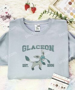Glaceon Est 2006 Embroidered Shirt, Pokemon Embroidered Hoodie, Anime Embroidered Sweatshirt (2)