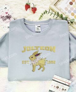 Jolteon Est 1996 Embroidered Shirt, Pokemon Embroidered Hoodie, Anime Embroidered Sweatshirt (2)