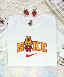 Labubu Iron Man Embroidered Shirt, Superhero Embroidered Hoodie, Cartoon Embroidered Sweatshirt (2)