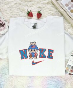 Labubu America Outfit Embroidered Shirt, Art Toy Embroidered Hoodie, 4th Of July Embroidered T Shirt (1)