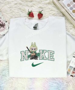 Labubu As Zoro Embroidered Shirt, One Piece Anime Embroidered Hoodie, Art Toy Embroidered T Shirt (1)