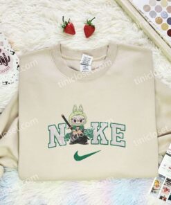 Labubu As Zoro Embroidered Shirt, One Piece Anime Embroidered Hoodie, Art Toy Embroidered T Shirt (3)