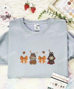 Labubu Autumn Fall Coquette Bow Embroidered Shirt, Art Toy Embroidered Hoodie, Best Gift Idea (2)