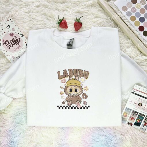 Labubu Chocolate Fluffy Monster Embroidered Shirt, Art Toy Embroidered Hoodie, Best Gift Idea