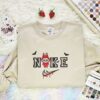 Labubu Devil Embroidered Shirt, Art Toy Embroidered Hoodie, Halloween Embroidered T-Shirt