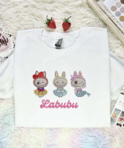 Labubu Disney Princesses Embroidered Shirt, Art Toy Embroidered Hoodie, Best Gift Idea (1)