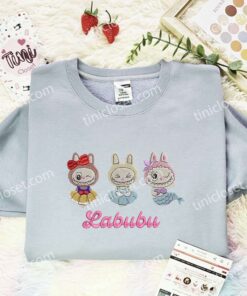 Labubu Disney Princesses Embroidered Shirt, Art Toy Embroidered Hoodie, Best Gift Idea (2)
