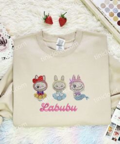 Labubu Disney Princesses Embroidered Shirt, Art Toy Embroidered Hoodie, Best Gift Idea (3)