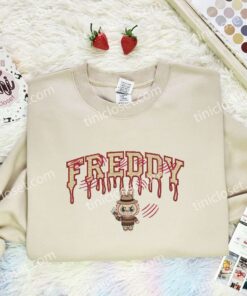 Labubu Freddy Krueger Embroidered Shirt, Art Toy Embroidered Hoodie, Halloween Embroidered T Shirt (1)