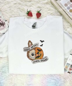 Labubu Jack O Lantern Embroidered Shirt, Art Toy Embroidered Hoodie, Halloween Embroidered T Shirt (4)