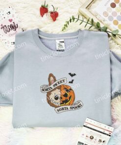 Labubu Jack O Lantern Embroidered Shirt, Art Toy Embroidered Hoodie, Halloween Embroidered T Shirt (5)