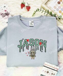 Labubu Jason Voorhees Embroidered Shirt, Art Toy Embroidered Hoodie, Halloween Embroidered T Shirt (2)