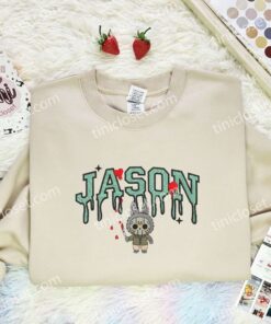 Labubu Jason Voorhees Embroidered Shirt, Art Toy Embroidered Hoodie, Halloween Embroidered T Shirt (3)