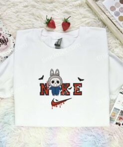 Labubu Michael Myers Embroidered Shirt, Art Toy Embroidered Hoodie, Halloween Embroidered T Shirt (1)