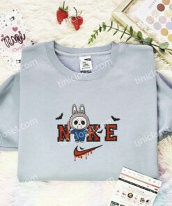 Labubu Michael Myers Embroidered Shirt, Art Toy Embroidered Hoodie, Halloween Embroidered T Shirt (2)
