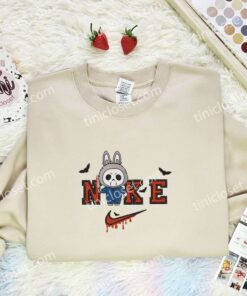 Labubu Michael Myers Embroidered Shirt, Art Toy Embroidered Hoodie, Halloween Embroidered T Shirt (3)
