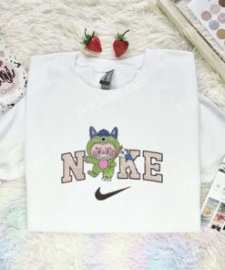 Labubu Mike Wazowski Embroidered Shirt, Monster Inc Embroidered Hoodie, Art Toy Embroidered Sweatshirt (2)